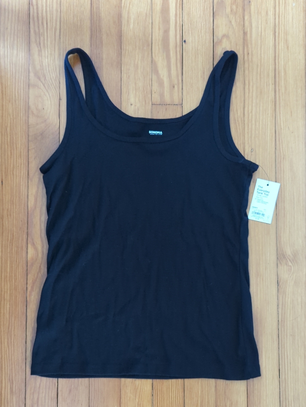 Sonoma Black Scoop Neck Tank Top - Women's Stretch Knit